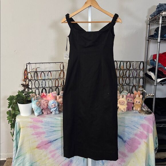 FREE PEOPLE LINNEA Stylish Black Button-Down Dress Off-shoulder Wednesday - Picture 11 of 11